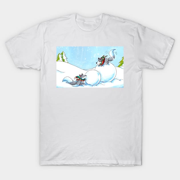 Snowman Building T-Shirt by KristenOKeefeArt